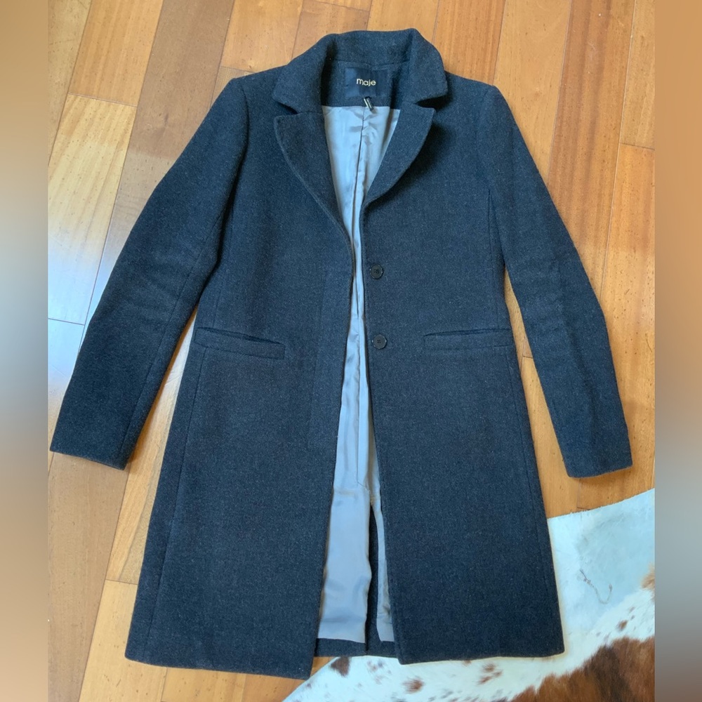 Maje Wool/Cashmere Blend Classic Coat